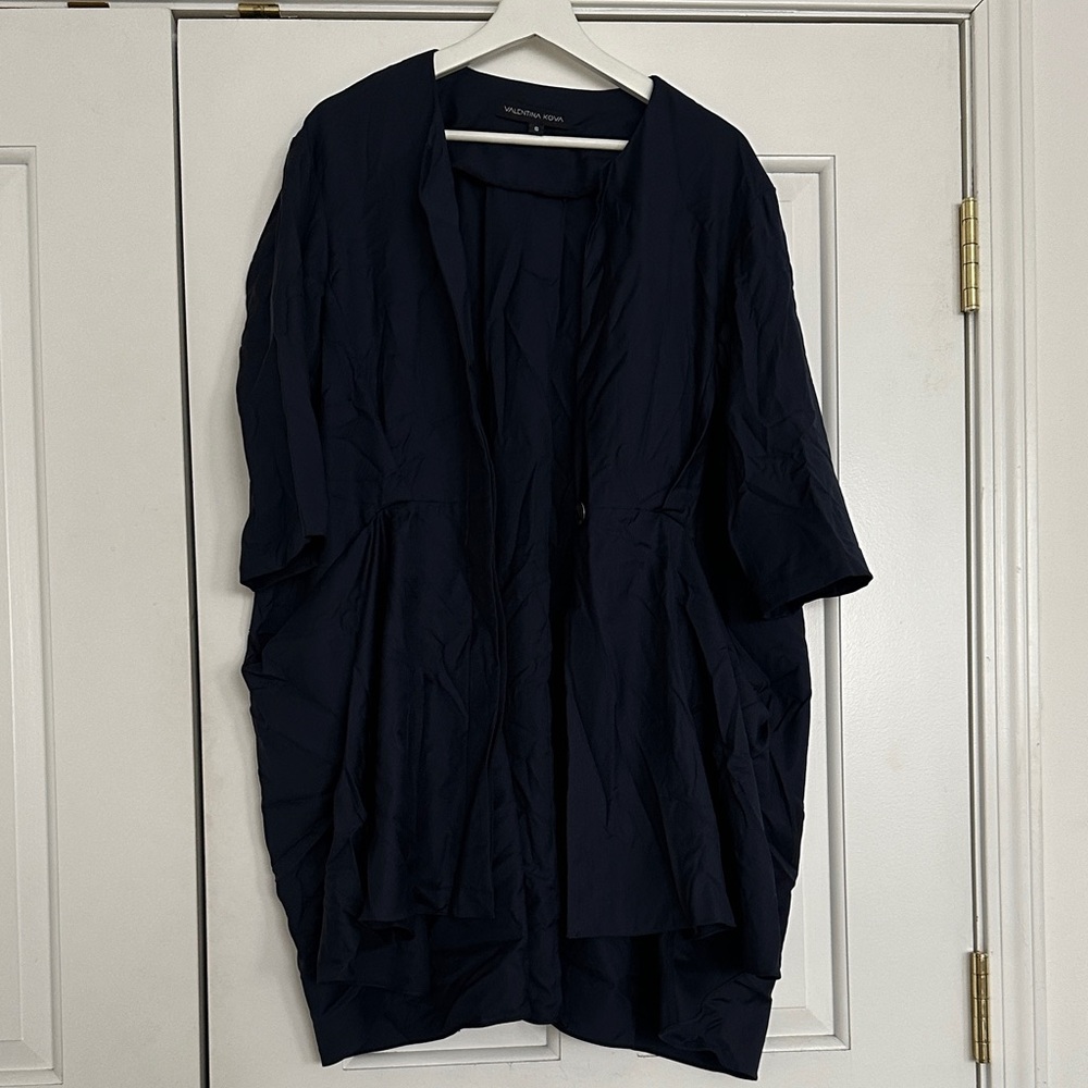 Valentina Kova Navy Cocoon Jacket Oversized S Loro Piana Fabric